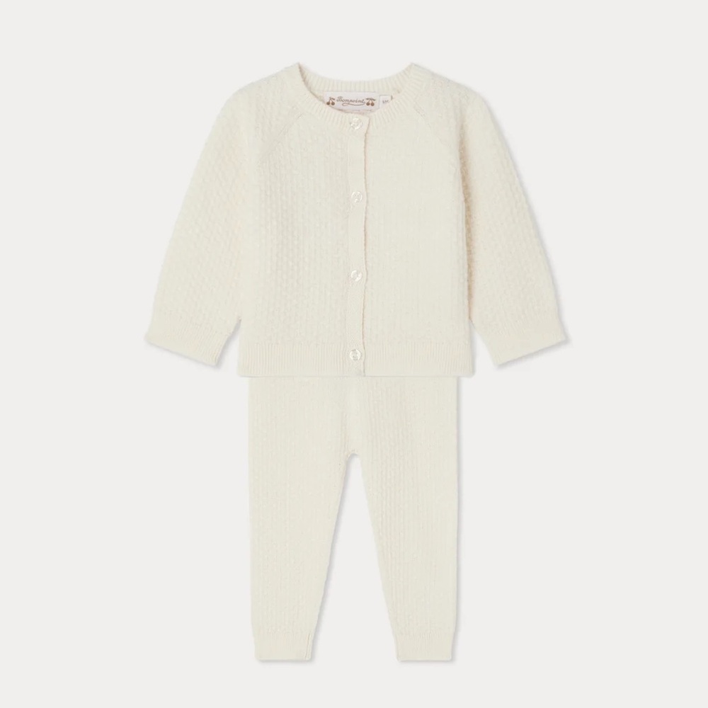 Bonpoint off white Cardigan Sweater with Delicate Knit Pattern